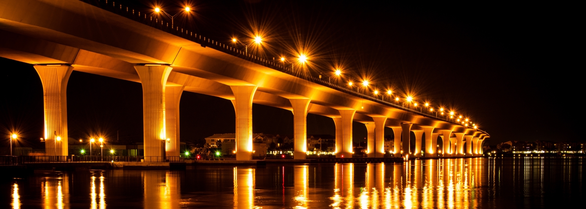 Roosevelt Bridge at night, Stuart, Florida